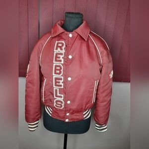 Vintage Red Rebels Varsity Jacket Best For XS Or S